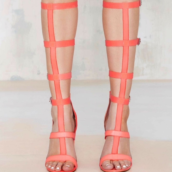 NEW Steve Madden orange neon knee high JELLY gladiator sandal 10 - Picture 3 of 17